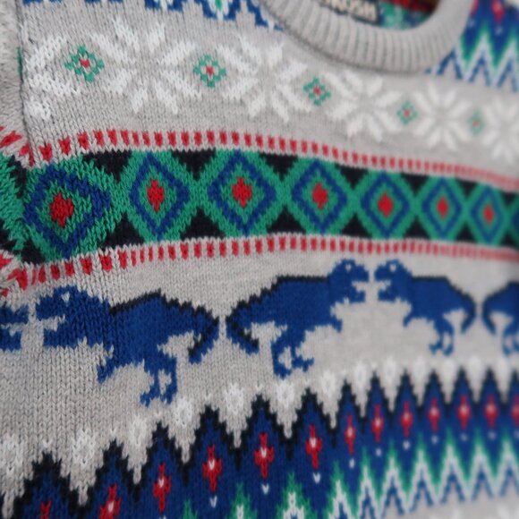 Oshgosh B'gosh Boys Fair Isle Dinosaur Christmas Sweater 2T - Picture 2 of 5